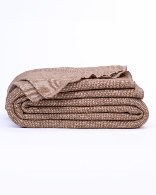 The Micro Waffle Wool Blanket in Camel