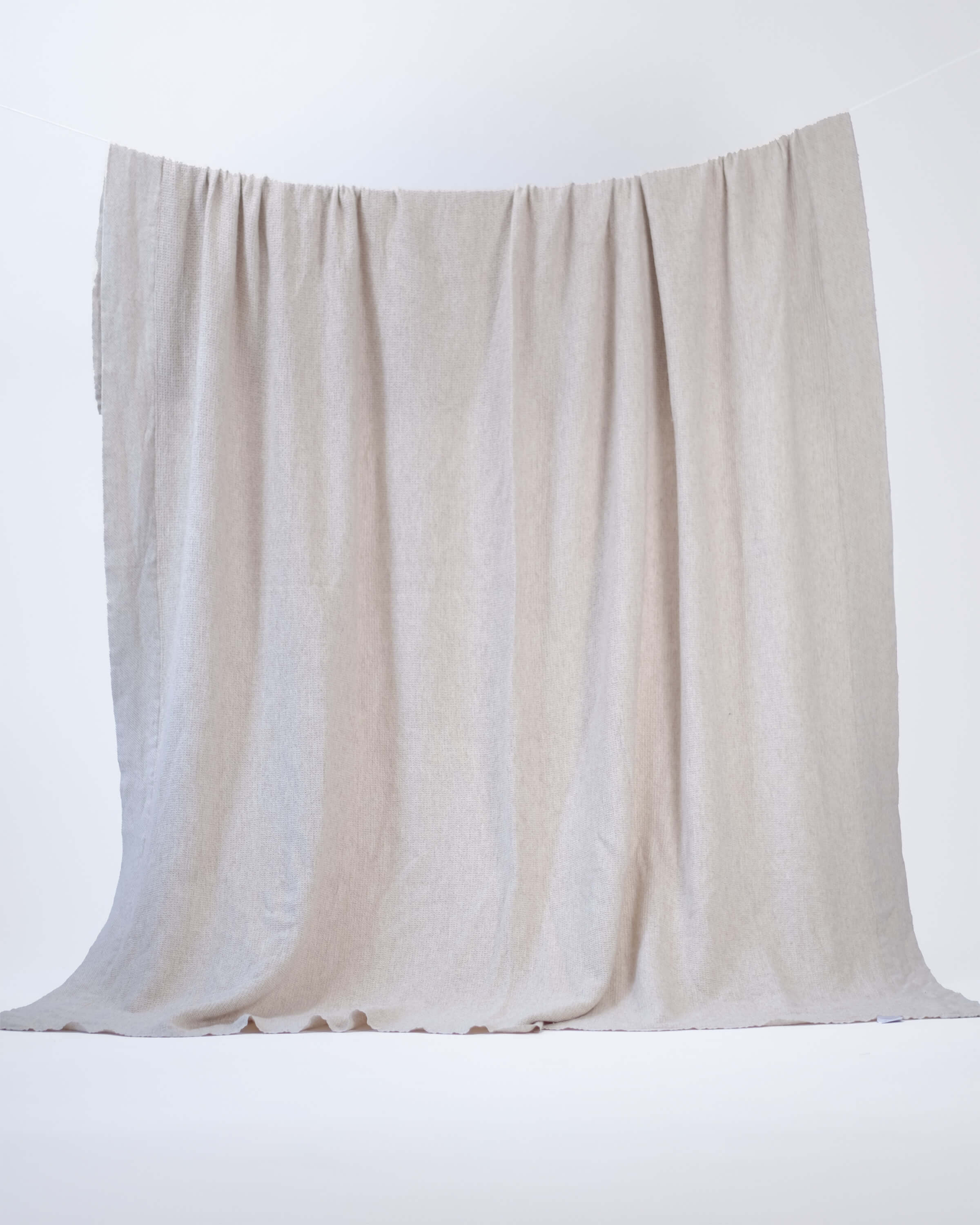 The Micro Waffle Wool Blanket in Bone