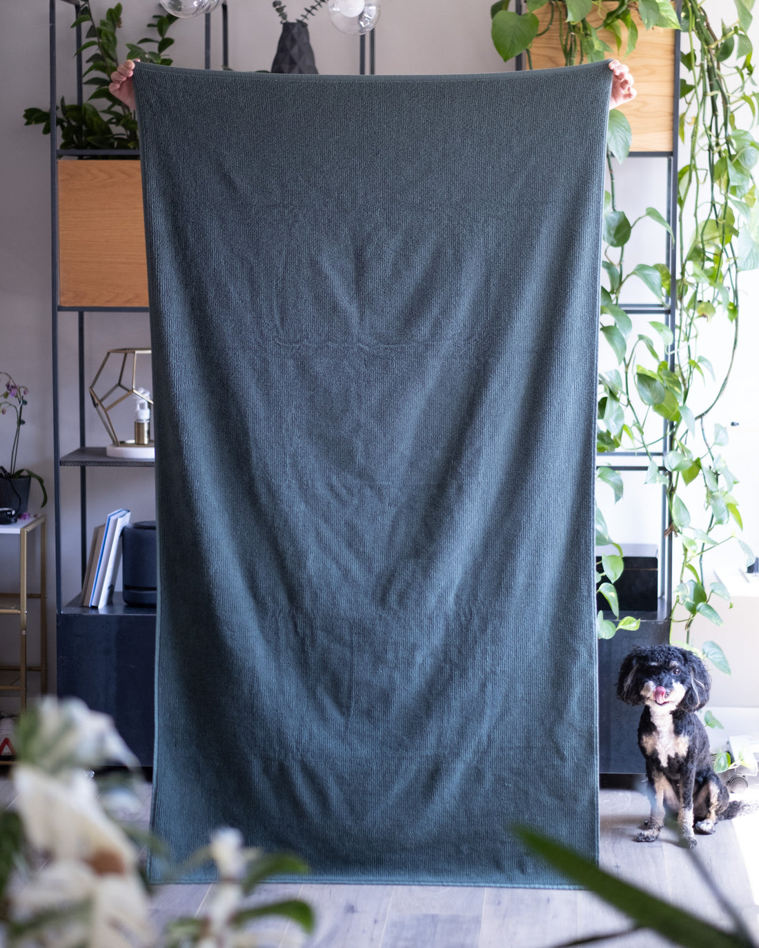 The Ribbed Hand Towels in Jade
