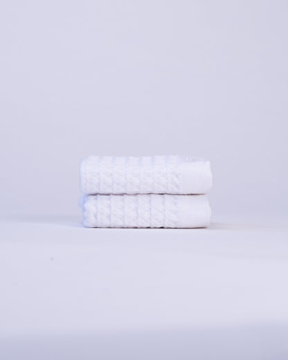 Waffle Turkish Cotton Bath Towels in White