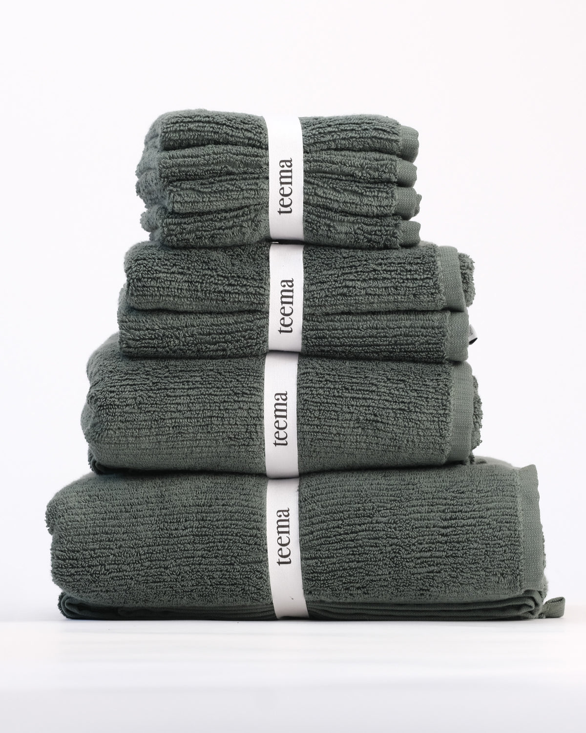 The Ribbed Washcloths in Jade