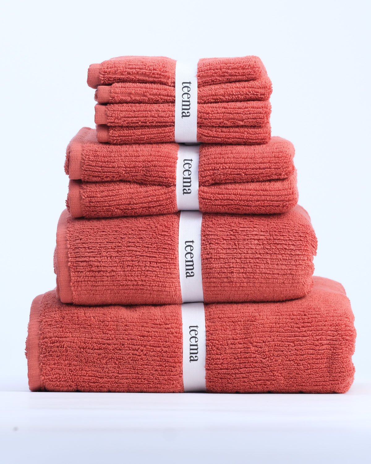 The Ribbed Washcloths in Terracotta