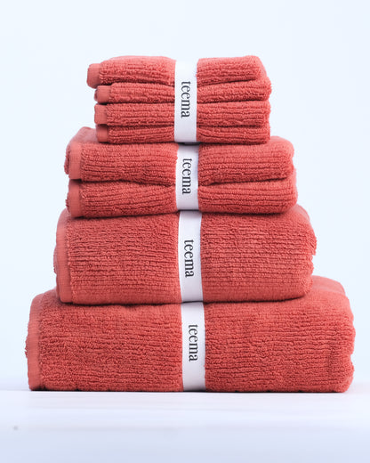 Ribbed Bath Towels in Terracotta