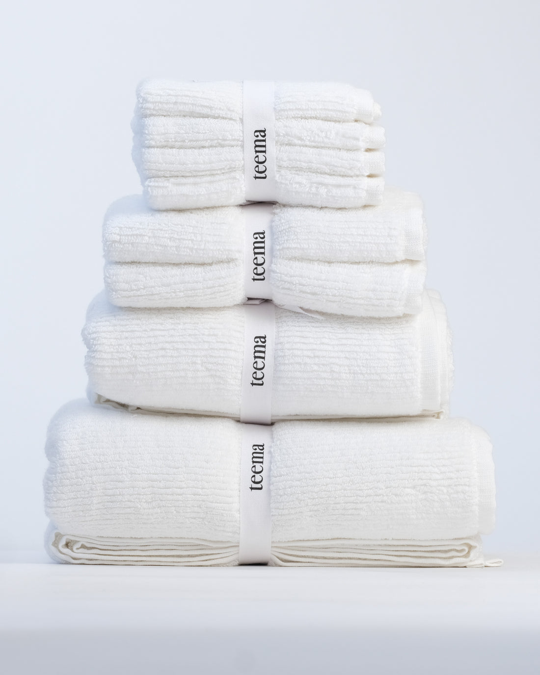 The Ribbed Washcloths in White