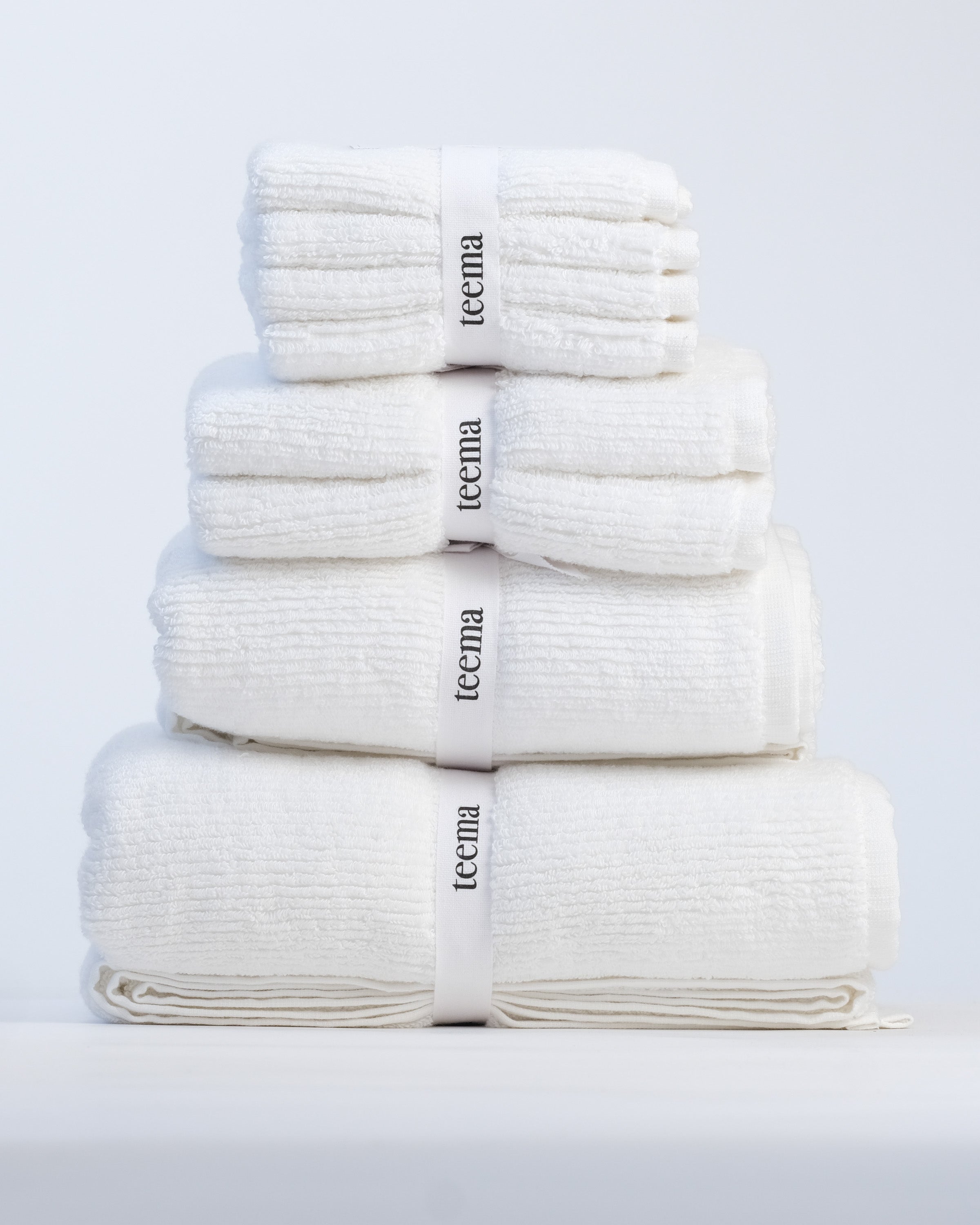 Ribbed Bath Towels in White