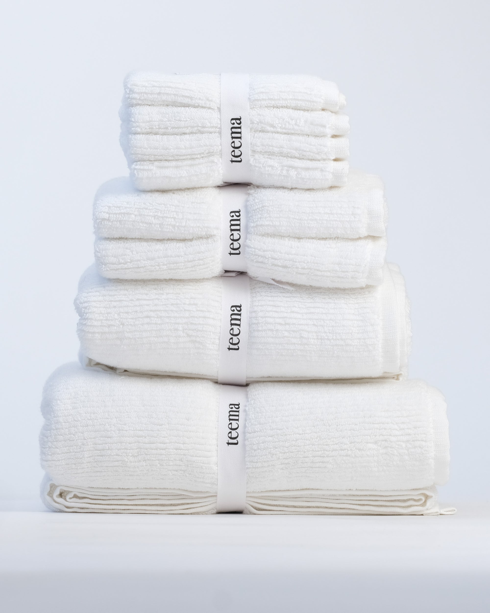 Ribbed Bath Towels in White