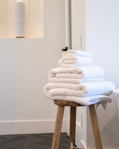 Ribbed Bath Towels in White