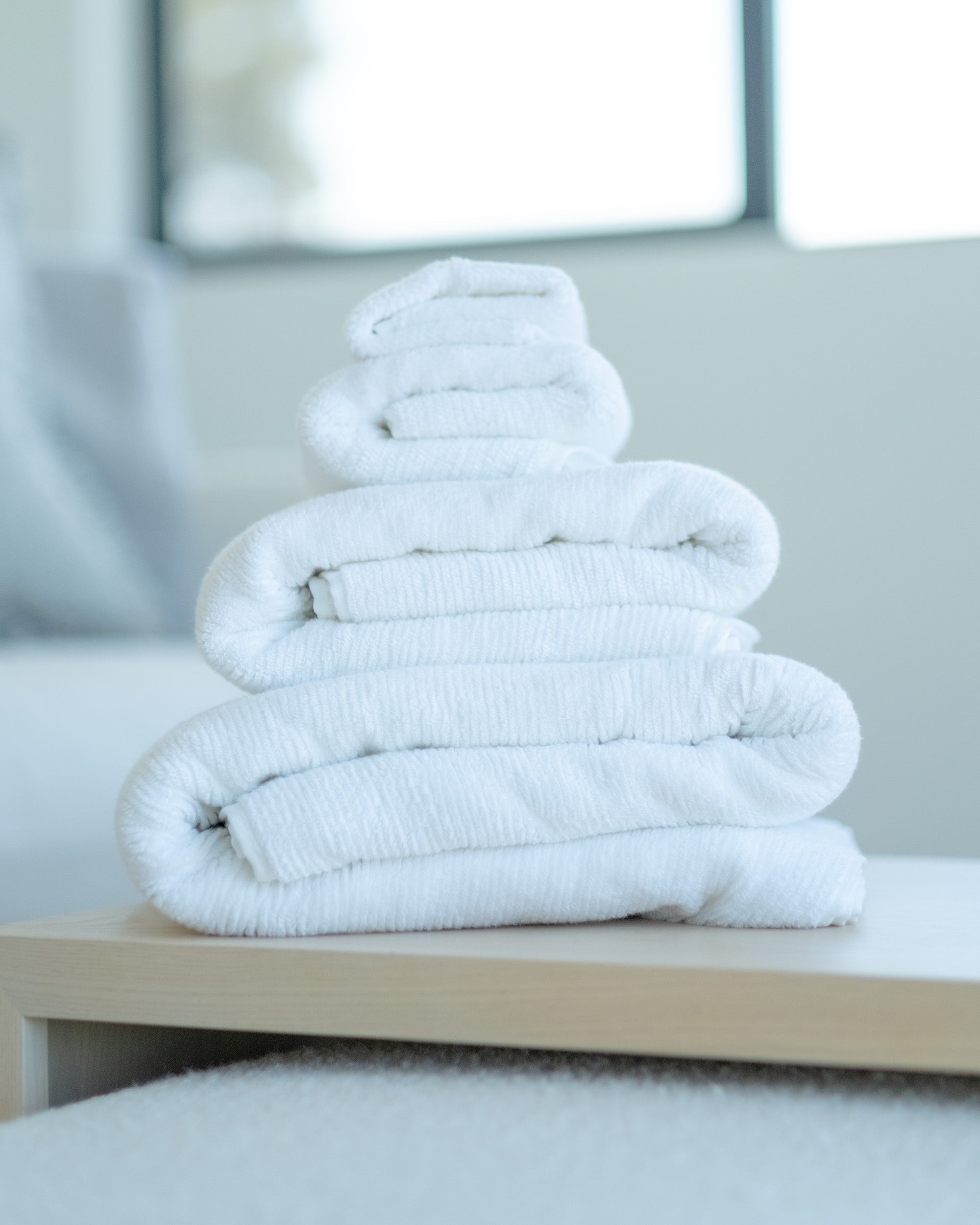 Ribbed Bath Towels in White