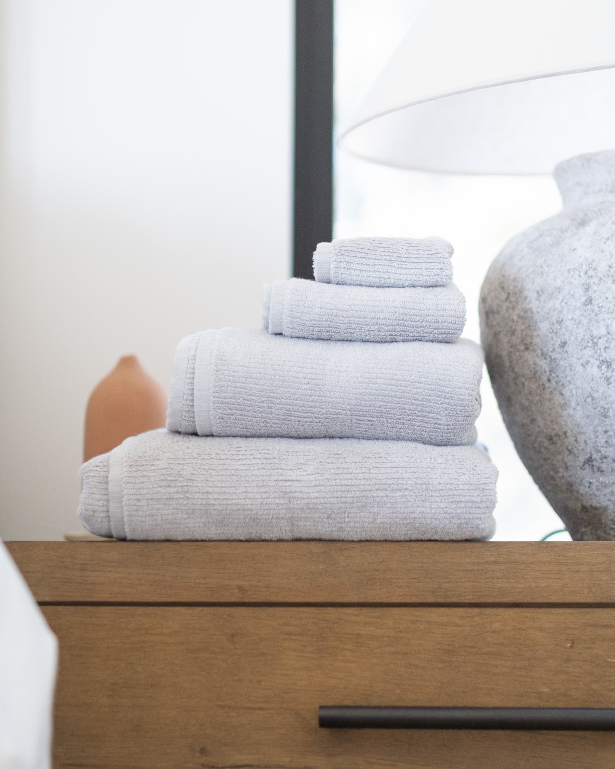 Ribbed Bath Towels in Stone