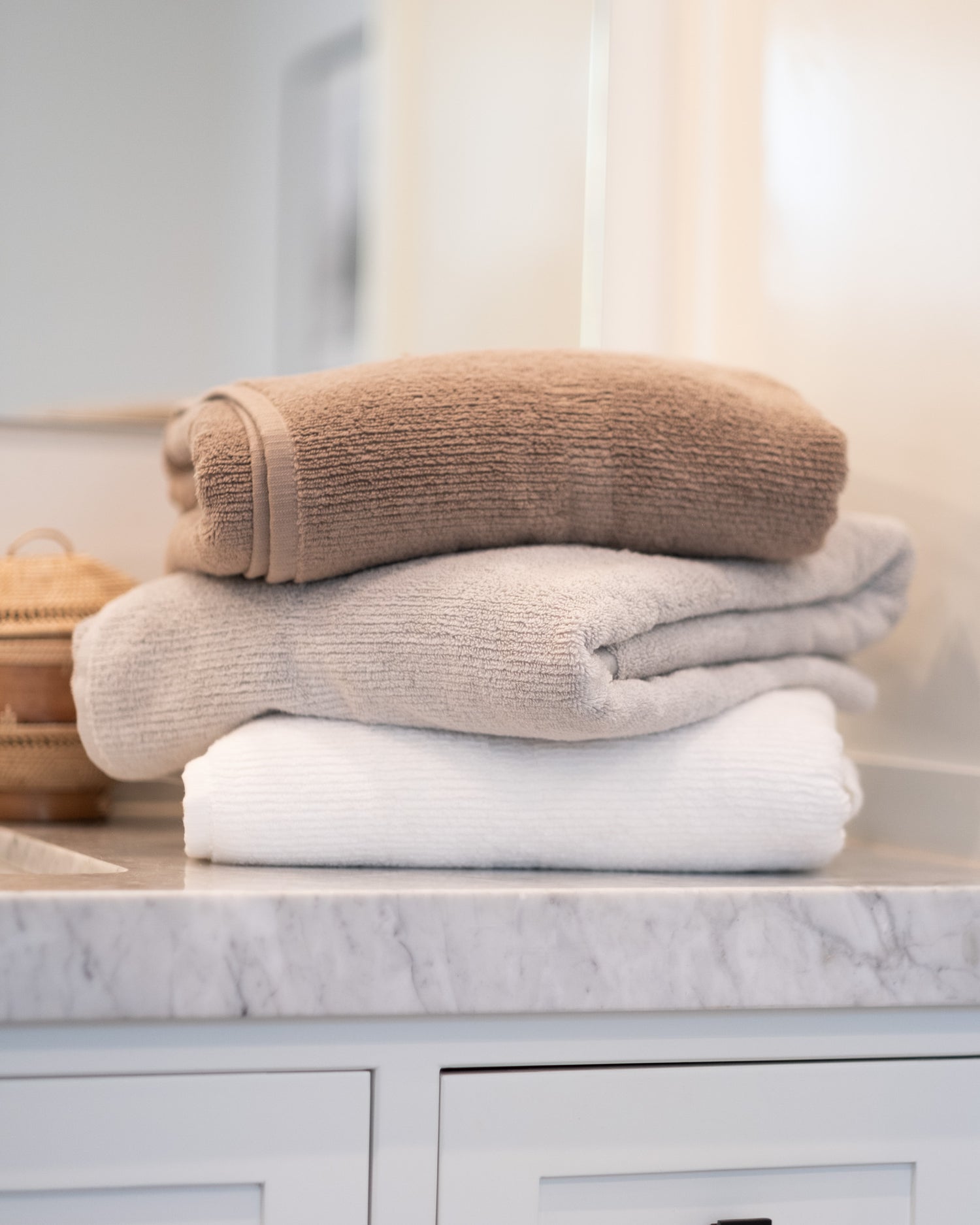 Ribbed Bath Towels in Latte