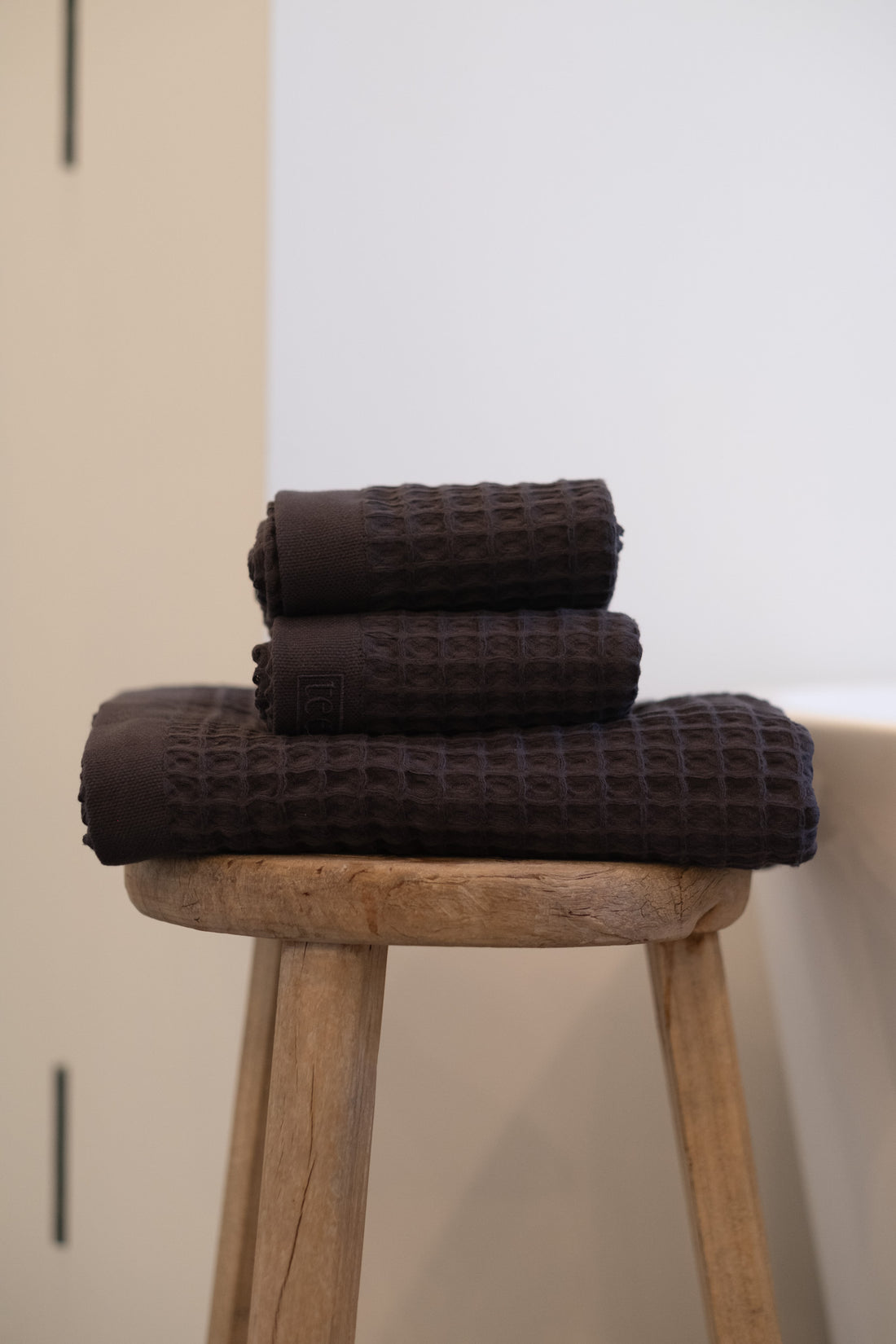 The Waffle Hand Towels in Charcoal