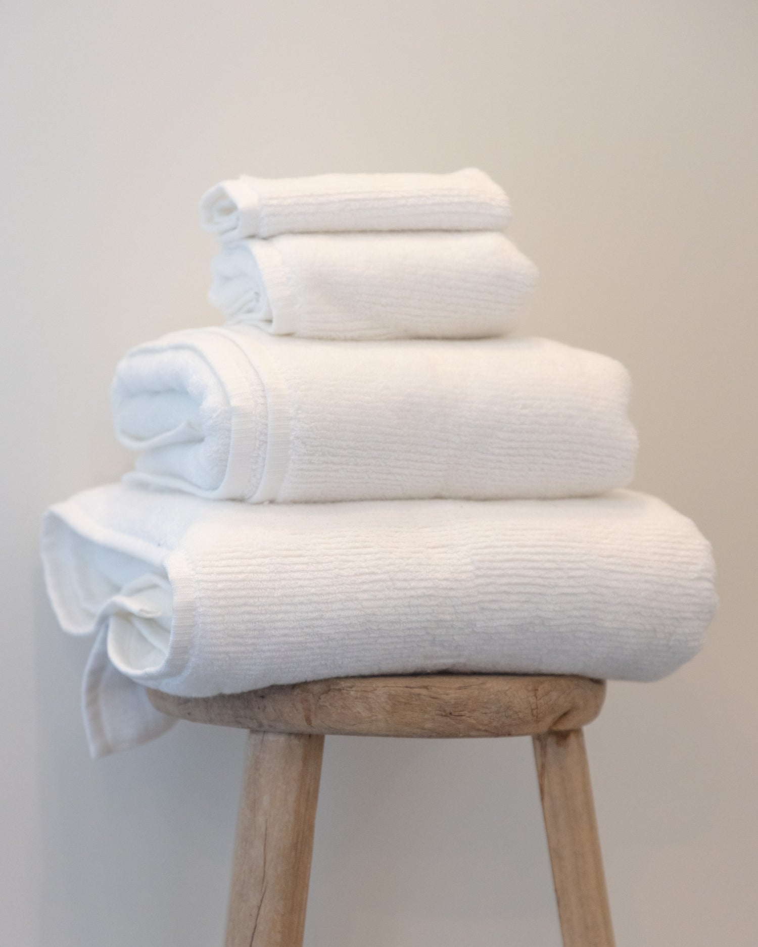 Ribbed Bath Towels in White