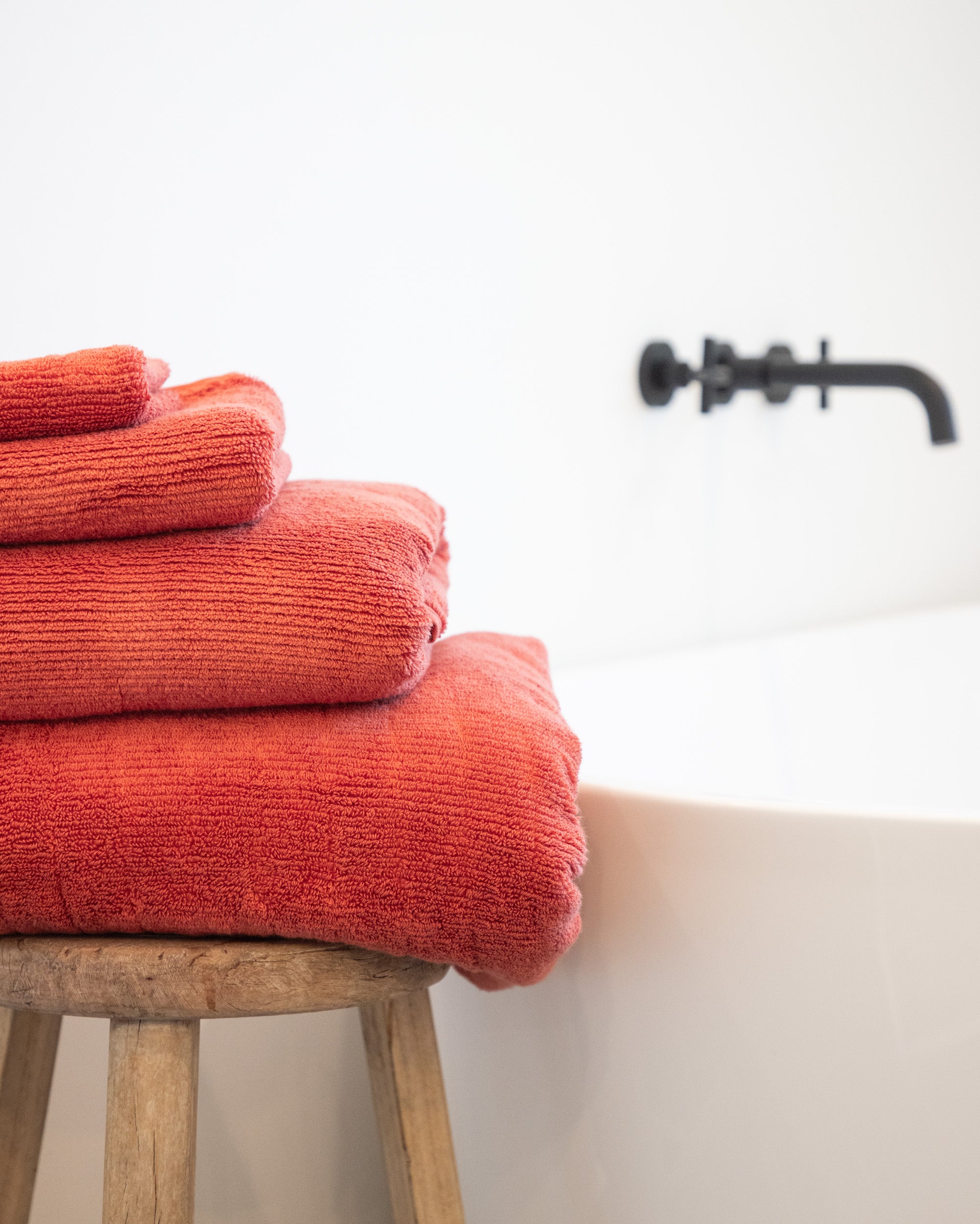 Ribbed Bath Towels in Terracotta