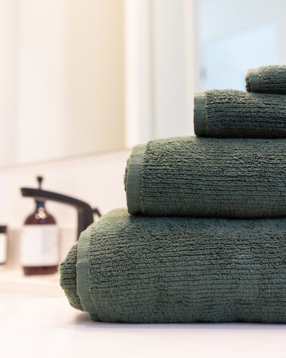 Ribbed Bath Towels in Jade