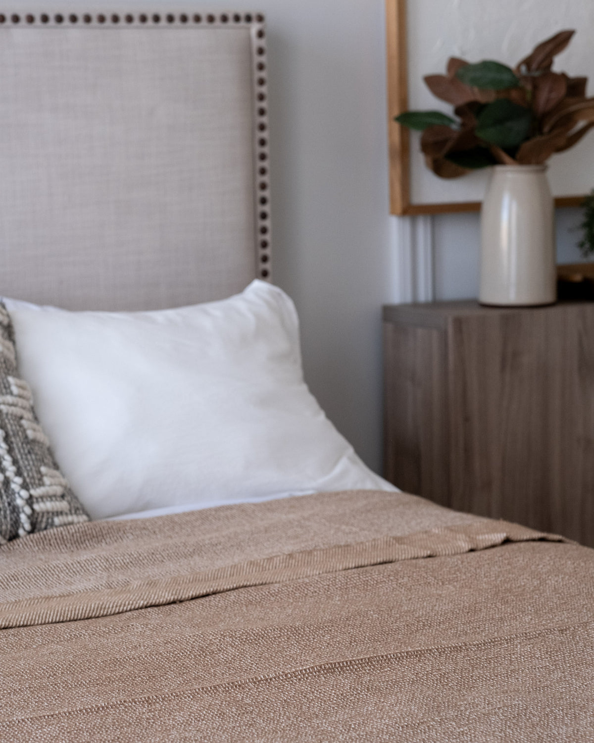The Micro Waffle Wool Blanket in Camel
