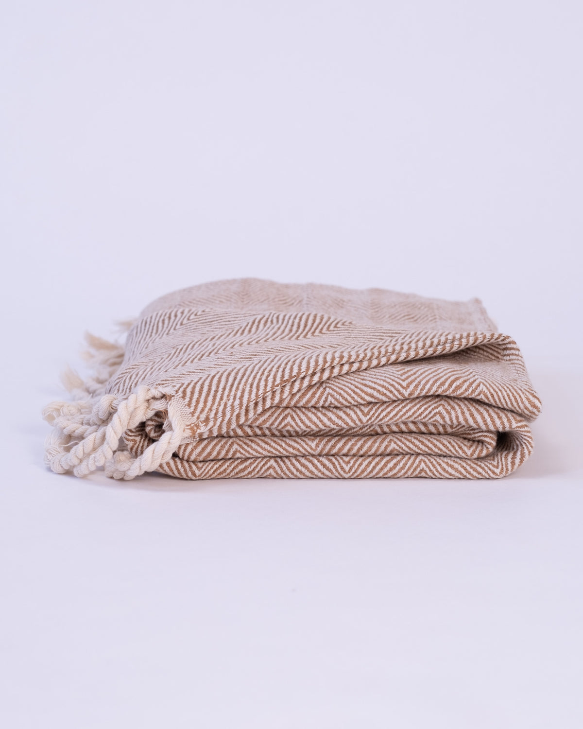 The Linen Herringbone Throw in Camel