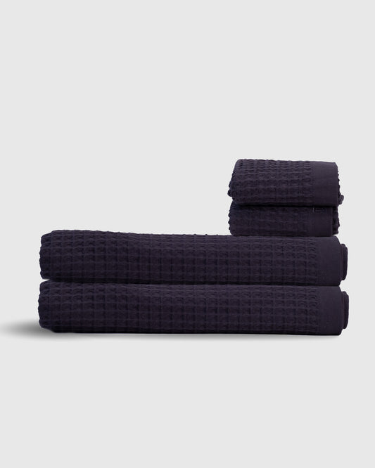 The Waffle Hand Towels in Charcoal