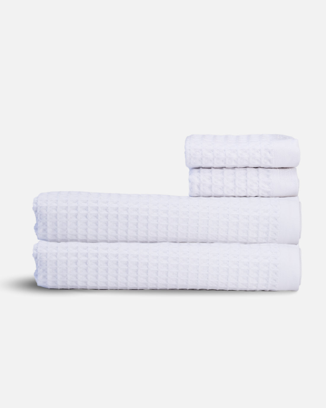 Waffle Turkish Cotton Bath Towels in White