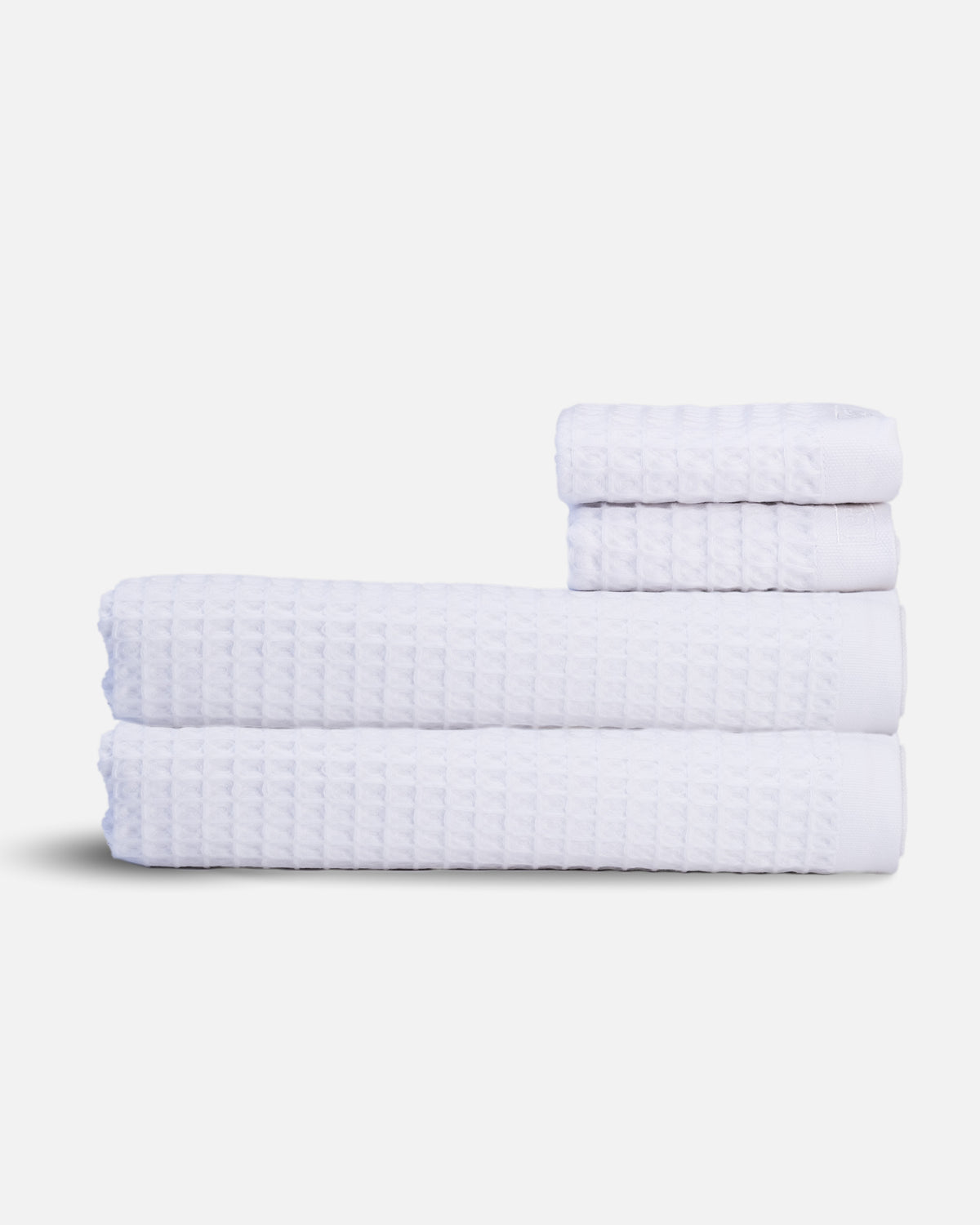 Waffle Turkish Cotton Bath Towels in White