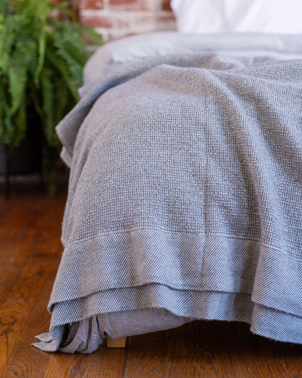 The Micro Waffle Wool Blanket in Stone