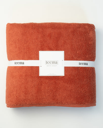 Ribbed Bath Towels in Terracotta