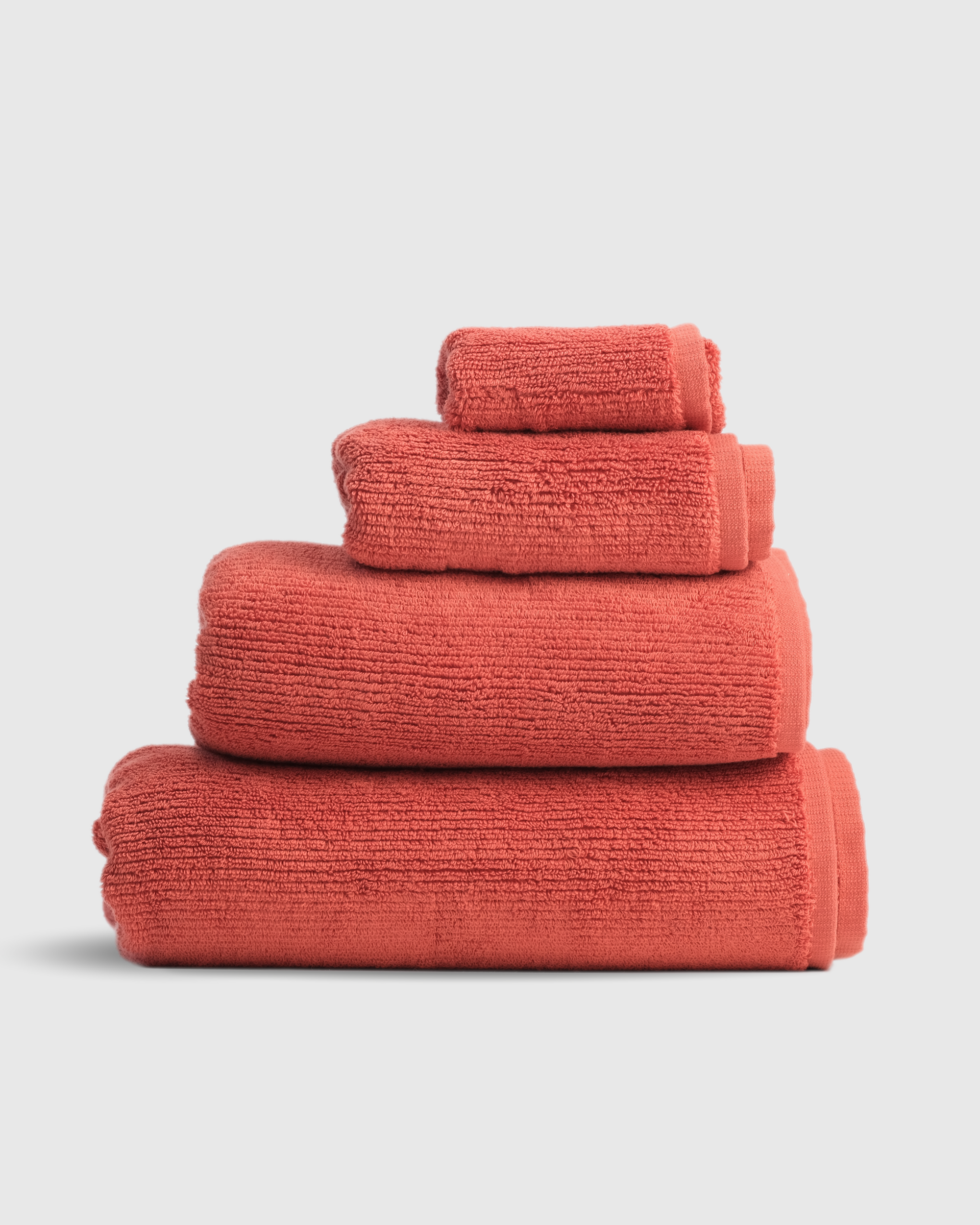 Ribbed Turkish Cotton Bath Towels in Terracotta