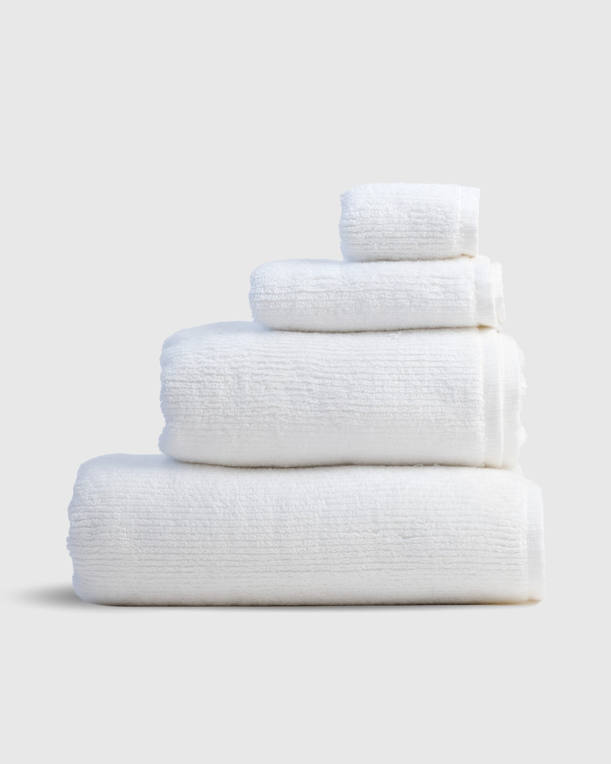 Ribbed Bath Towels in White