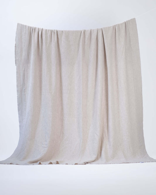 The Micro Waffle Wool Blanket in Bone