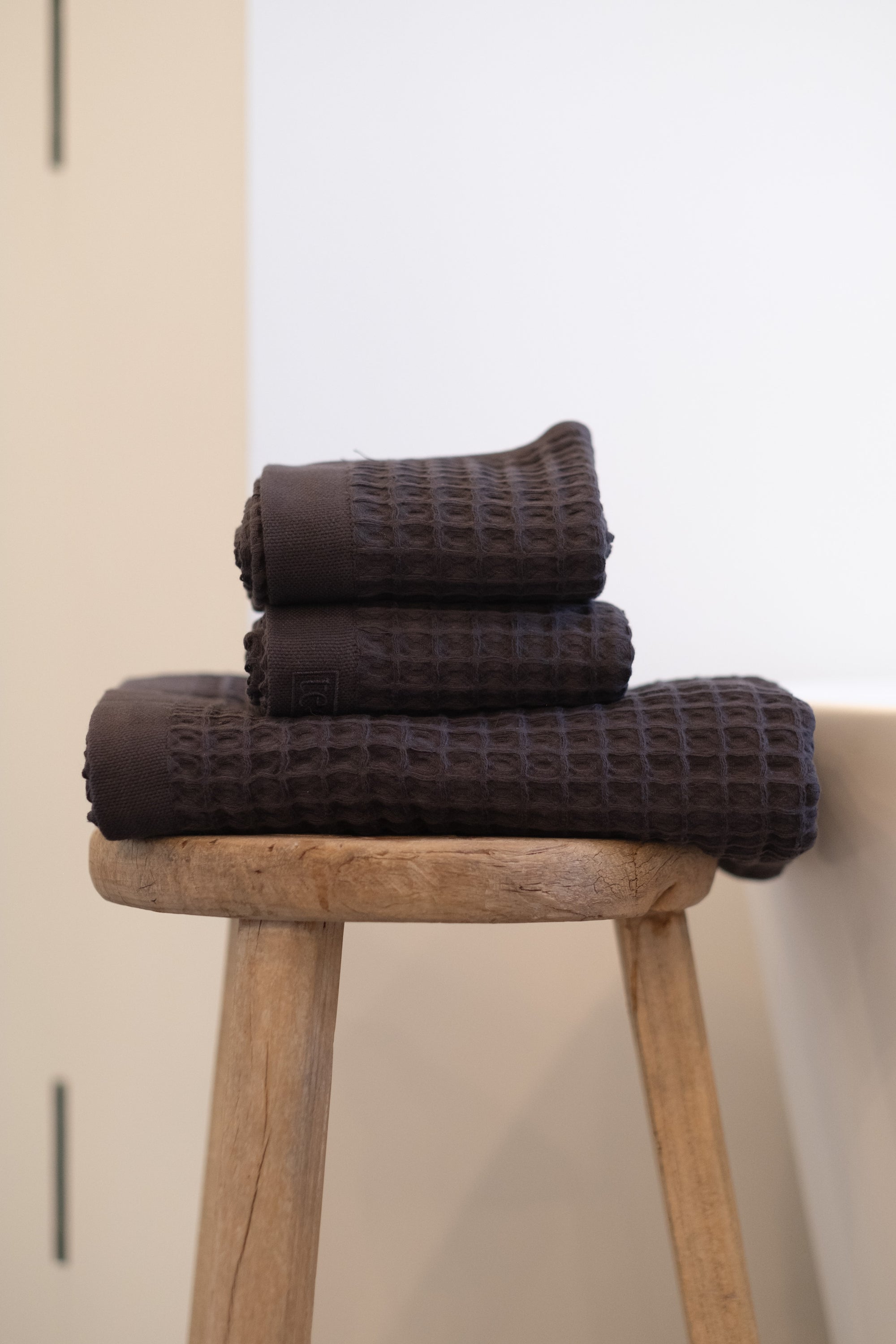 Waffle Turkish Cotton Bath Towels in Charcoal