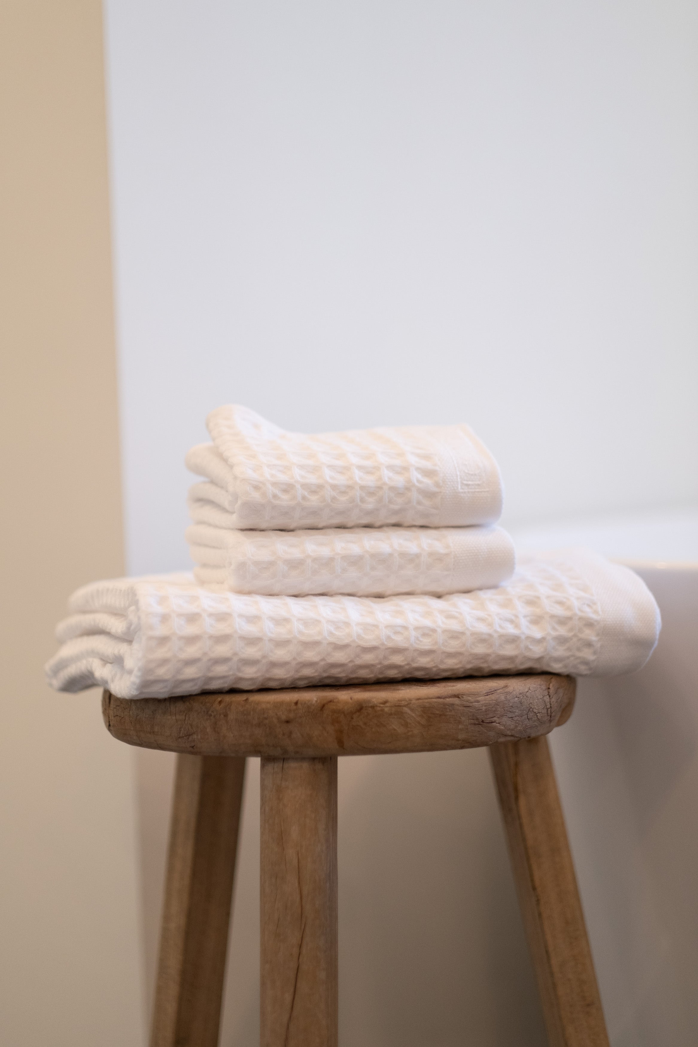 Waffle Turkish Cotton Bath Towels in White