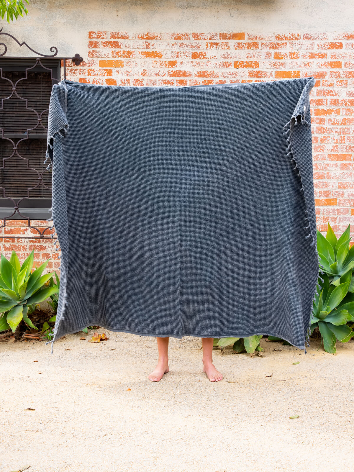 The Waffle Blanket in Charcoal